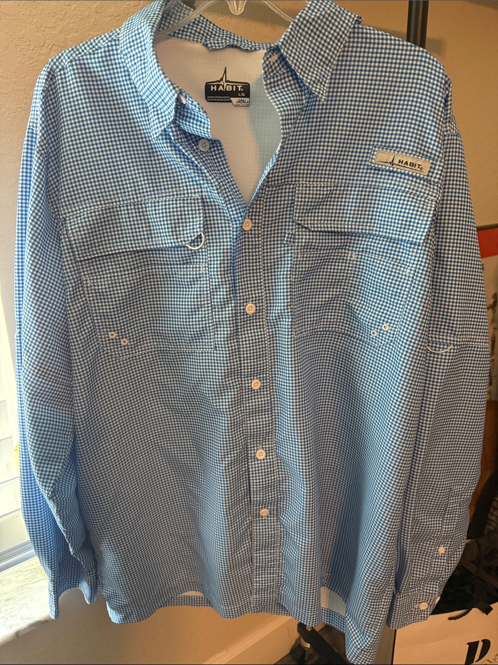 Habit Men's Light Blue Gingham Button-Down Shirt